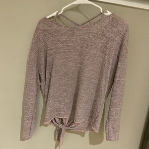 Pink long sleeve cross cross sweater